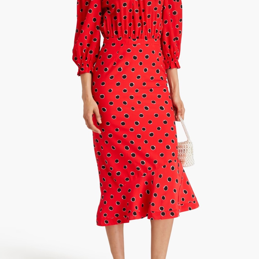 Saloni Grace silkcrepe de chine polka dot midi dress